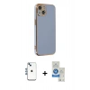 MARSİLYAN™- iPhone 14 Kılıf Yankı Serisi - Şeffaf Royal Nano Ekran Koruyucu + Shine Kamera Lens - MI