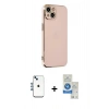 MARSİLYAN™- iPhone 14 Kılıf Yankı Serisi - Şeffaf Royal Nano Ekran Koruyucu + Shine Kamera Lens - MI