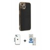 MARSİLYAN™- iPhone 14 Kılıf Yankı Serisi - Şeffaf Royal Nano Ekran Koruyucu + Shine Kamera Lens - MI
