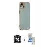 MARSİLYAN™- iPhone 14 Kılıf Yankı Serisi - Şeffaf Royal Nano Ekran Koruyucu + PVD Metal Kamera Lens - MI