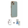 MARSİLYAN™- iPhone 14 Kılıf Yankı Serisi - Şeffaf Royal Nano Ekran Koruyucu + Shine Kamera Lens - KI