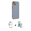 MARSİLYAN™- iPhone 14 Kılıf Yankı Serisi - Şeffaf Royal Nano Ekran Koruyucu + Shine Kamera Lens - SH