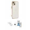 MARSİLYAN™- iPhone 14 Kılıf Yankı Serisi - Şeffaf Royal Nano Ekran Koruyucu + Diamond Kamera Lens - SABE