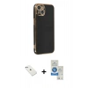 MARSİLYAN™- iPhone 14 Kılıf Yankı Serisi - Şeffaf Royal Nano Ekran Koruyucu + Diamond Kamera Lens - SABE