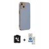 MARSİLYAN™- iPhone 14 Kılıf Yankı Serisi - Şeffaf Royal Nano Ekran Koruyucu + PVD Metal Kamera Lens - TU
