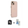 MARSİLYAN™- iPhone 14 Kılıf Yankı Serisi - Şeffaf Royal Nano Ekran Koruyucu + PVD Metal Kamera Lens - TU