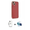MARSİLYAN™- iPhone 14 Kılıf Yankı Serisi - Siyah 3D Antistatik Cam Ekran Koruyucu + Shine Kamera Lens - GI