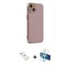MARSİLYAN™- iPhone 14 Kılıf Yankı Serisi - Siyah 3D Antistatik Cam Ekran Koruyucu + Diamond Kamera Lens - KI