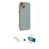 MARSİLYAN™- iPhone 14 Kılıf Yankı Serisi - Siyah 3D Antistatik Cam Ekran Koruyucu + Diamond Kamera Lens - KI