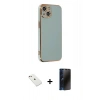 MARSİLYAN™- iPhone 14 Kılıf Yankı Serisi - Siyah 3D Antistatik Hayalet Cam Ekran Koruyucu + Diamond Kamera Lens - PE