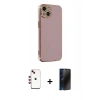 MARSİLYAN™- iPhone 14 Kılıf Yankı Serisi - Siyah 3D Antistatik Hayalet Cam Ekran Koruyucu + Shine Kamera Lens - KI