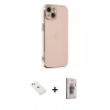 MARSİLYAN™- iPhone 14 Kılıf Yankı Serisi - Siyah Bilvis 3D Cam Ekran Koruyucu + Diamond Kamera Lens - PE