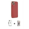 MARSİLYAN™- iPhone 14 Kılıf Yankı Serisi - Siyah Bilvis 3D Cam Ekran Koruyucu + Shine Kamera Lens - GI
