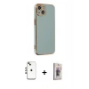 MARSİLYAN™- iPhone 14 Kılıf Yankı Serisi - Siyah Bilvis 3D Cam Ekran Koruyucu + Shine Kamera Lens - GI