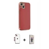 MARSİLYAN™- iPhone 14 Kılıf Yankı Serisi - Siyah Bilvis 3D Cam Ekran Koruyucu + Shine Kamera Lens - KI