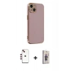 MARSİLYAN™- iPhone 14 Kılıf Yankı Serisi - Siyah Bilvis 3D Cam Ekran Koruyucu + Shine Kamera Lens - KI