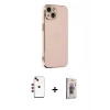 MARSİLYAN™- iPhone 14 Kılıf Yankı Serisi - Siyah Bilvis 3D Cam Ekran Koruyucu + Shine Kamera Lens - KI
