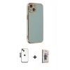 MARSİLYAN™- iPhone 14 Kılıf Yankı Serisi - Siyah Bilvis 3D Cam Ekran Koruyucu + Shine Kamera Lens - SH