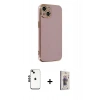 MARSİLYAN™- iPhone 14 Kılıf Yankı Serisi - Siyah Bilvis 3D Cam Ekran Koruyucu + Shine Kamera Lens - SH