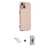 MARSİLYAN™- iPhone 14 Kılıf Yankı Serisi - Siyah Bilvis 3D Cam Ekran Koruyucu + Diamond Kamera Lens - YL