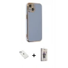 MARSİLYAN™- iPhone 14 Kılıf Yankı Serisi - Siyah Bilvis 3D Cam Ekran Koruyucu + Diamond Kamera Lens - YL