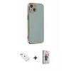 MARSİLYAN™- iPhone 14 Kılıf Yankı Serisi - Siyah Bilvis 3D Cam Ekran Koruyucu + Diamond Kamera Lens - YL