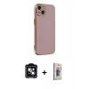 MARSİLYAN™- iPhone 14 Kılıf Yankı Serisi - Siyah Bilvis 3D Cam Ekran Koruyucu + PVD Metal Kamera Lens - YL