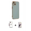 MARSİLYAN™- iPhone 14 Kılıf Yankı Serisi - Siyah Bilvis 3D Mat Cam Ekran Koruyucu + Shine Kamera Lens - KI