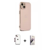 MARSİLYAN™- iPhone 14 Kılıf Yankı Serisi - Siyah Bilvis 3D Mat Cam Ekran Koruyucu + Shine Kamera Lens - KI