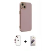 MARSİLYAN™- iPhone 14 Kılıf Yankı Serisi - Siyah Bilvis 3D Mat Cam Ekran Koruyucu + Shine Kamera Lens - KI