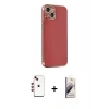 MARSİLYAN™- iPhone 14 Kılıf Yankı Serisi - Siyah Bilvis 3D Mat Cam Ekran Koruyucu + Shine Kamera Lens - KI