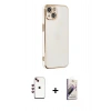 MARSİLYAN™- iPhone 14 Kılıf Yankı Serisi - Siyah Bilvis 3D Mat Cam Ekran Koruyucu + Shine Kamera Lens - KI