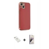 MARSİLYAN™- iPhone 14 Kılıf Yankı Serisi - Siyah Bilvis 3D Mat Cam Ekran Koruyucu + Diamond Kamera Lens - PE