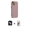 MARSİLYAN™- iPhone 14 Kılıf Yankı Serisi - Siyah Bilvis 3D Mat Cam Ekran Koruyucu + PVD Metal Kamera Lens - GS