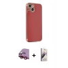MARSİLYAN™- iPhone 14 Kılıf Yankı Serisi - Siyah Bilvis 3D Mat Cam Ekran Koruyucu + Raze Metal Kamera Lens - KI
