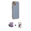 MARSİLYAN™- iPhone 14 Kılıf Yankı Serisi - Siyah Bilvis 3D Mat Cam Ekran Koruyucu + Raze Metal Kamera Lens - SH