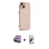 MARSİLYAN™- iPhone 14 Kılıf Yankı Serisi - Siyah Bilvis 3D Mat Cam Ekran Koruyucu + Raze Metal Kamera Lens - SH
