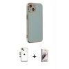 MARSİLYAN™- iPhone 14 Kılıf Yankı Serisi - Siyah Bilvis 3D Mat Cam Ekran Koruyucu + Shine Kamera Lens - GD