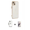 MARSİLYAN™- iPhone 14 Kılıf Yankı Serisi - Siyah Bilvis 3D Mat Cam Ekran Koruyucu + Shine Kamera Lens - GD