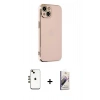 MARSİLYAN™- iPhone 14 Kılıf Yankı Serisi - Siyah Bilvis 3D Mat Cam Ekran Koruyucu + Shine Kamera Lens - GD