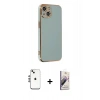 MARSİLYAN™- iPhone 14 Kılıf Yankı Serisi - Siyah Bilvis 3D Mat Cam Ekran Koruyucu + Shine Kamera Lens - GS