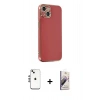 MARSİLYAN™- iPhone 14 Kılıf Yankı Serisi - Siyah Bilvis 3D Mat Cam Ekran Koruyucu + Shine Kamera Lens - GS