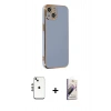 MARSİLYAN™- iPhone 14 Kılıf Yankı Serisi - Siyah Bilvis 3D Mat Cam Ekran Koruyucu + Shine Kamera Lens - GS