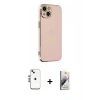 MARSİLYAN™- iPhone 14 Kılıf Yankı Serisi - Siyah Bilvis 3D Mat Cam Ekran Koruyucu + Shine Kamera Lens - GS