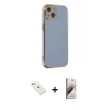 MARSİLYAN™- iPhone 14 Kılıf Yankı Serisi - Siyah Bilvis 3D Mat Cam Ekran Koruyucu + Diamond Kamera Lens - SABE