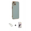 MARSİLYAN™- iPhone 14 Kılıf Yankı Serisi - Siyah Bilvis 3D Mat Cam Ekran Koruyucu + Diamond Kamera Lens - SABE
