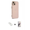 MARSİLYAN™- iPhone 14 Kılıf Yankı Serisi - Siyah Bilvis 3D Mat Cam Ekran Koruyucu + Diamond Kamera Lens - SABE