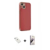 MARSİLYAN™- iPhone 14 Kılıf Yankı Serisi - Siyah Bilvis 3D Mat Cam Ekran Koruyucu + Diamond Kamera Lens - SABE