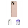 MARSİLYAN™- iPhone 14 Kılıf Yankı Serisi - Siyah Bilvis 5in1 3D Magic Cam Ekran Koruyucu + Shine Kamera Lens - GI