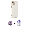MARSİLYAN™- iPhone 14 Kılıf Yankı Serisi - Siyah Bilvis 5in1 3D Magic Cam Ekran Koruyucu + Raze Metal Kamera Lens - GS